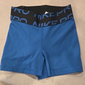 Nike Women's Pro Blue and Black Athletic Shorts
